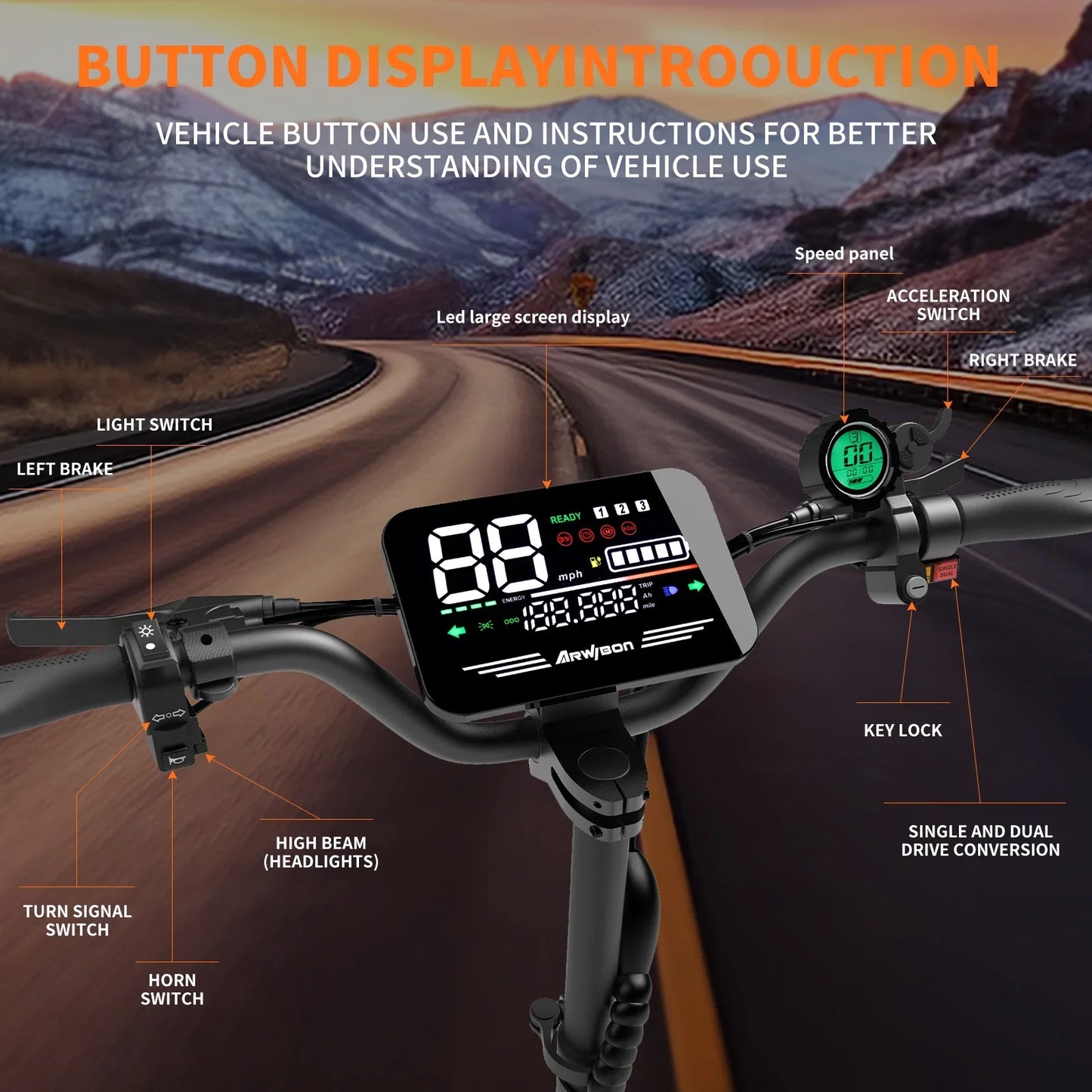 Arwibon 5600W Dual Motor Electric Scooter Top Speed 46MPH