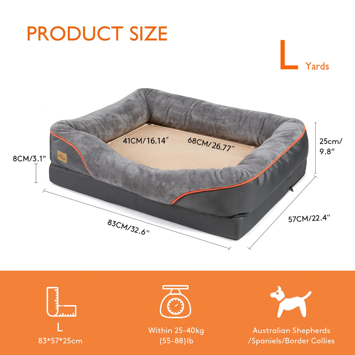 BINGOPAW Large Dog Bed With Anti Allergy Removable Cover