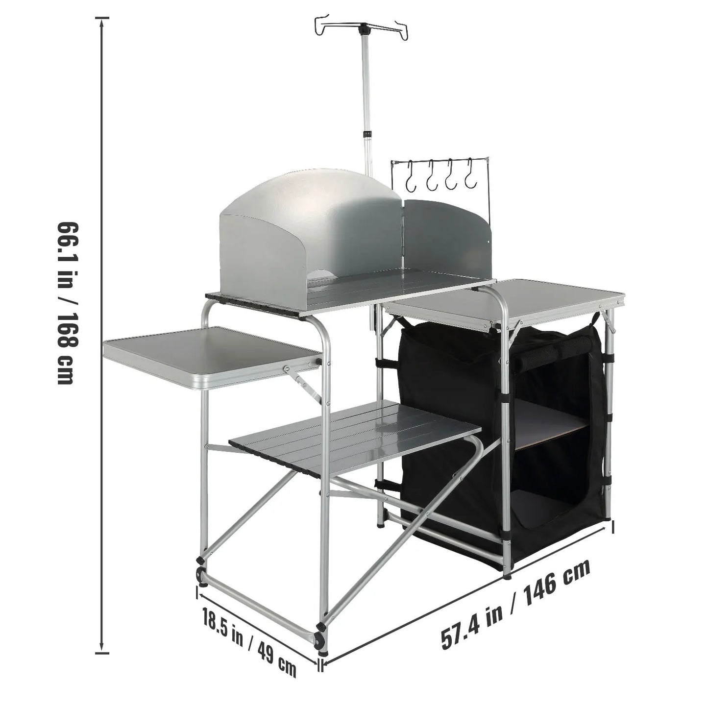 SucceBuy Foldable Outdoor Kitchen Table Cabinet For Camping And BBQ