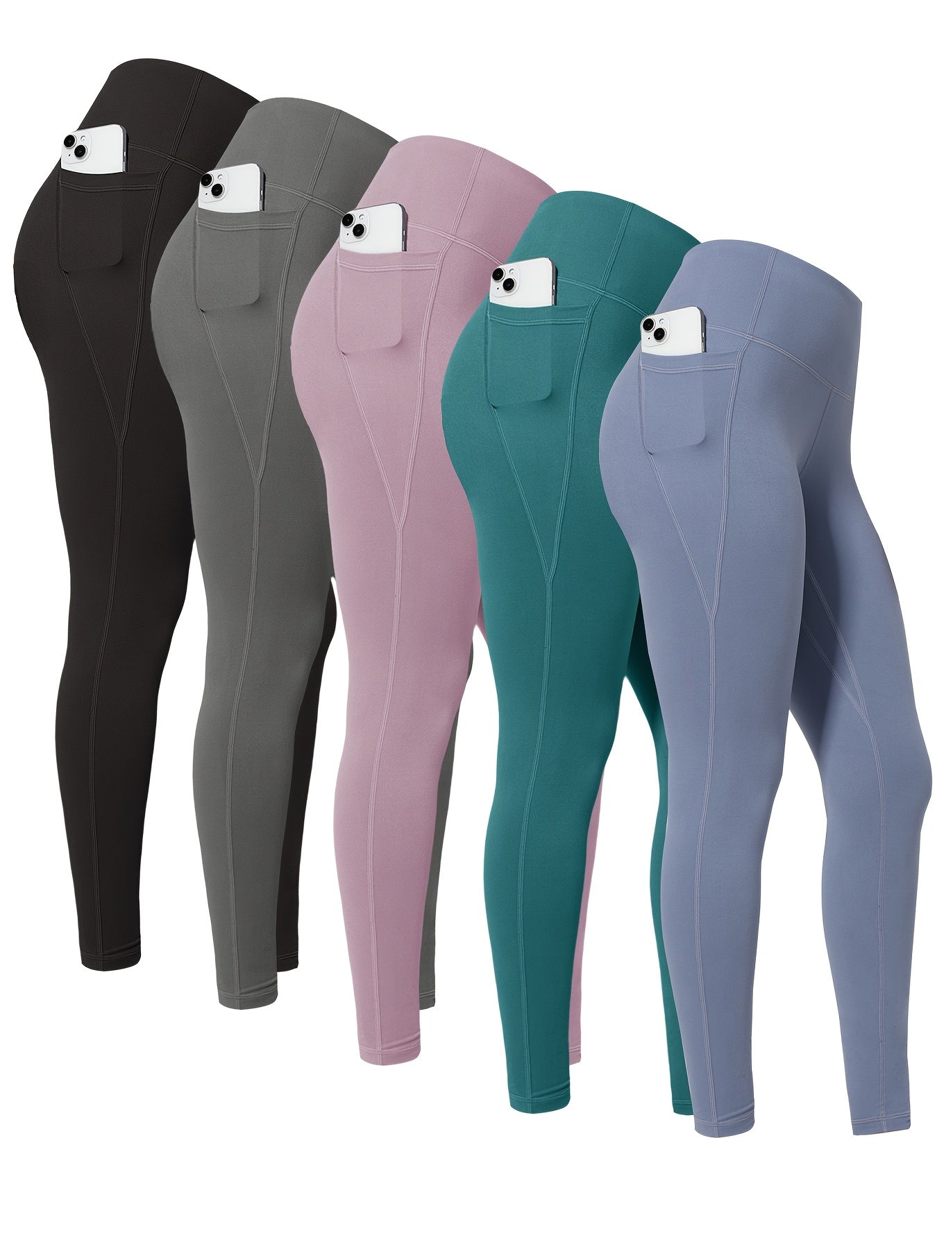LINOZO Pocket Leggings For Women High Waisted Cropped