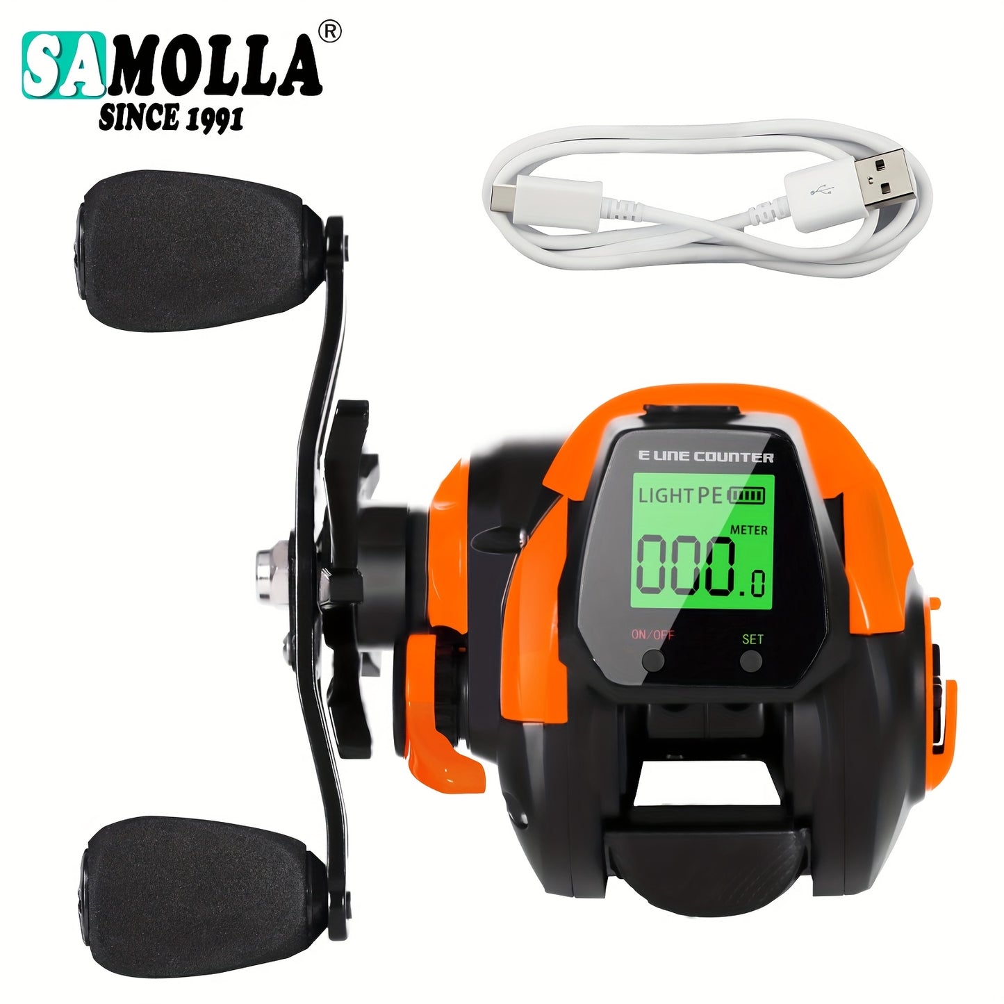 SAMOLLA Digital Display Spoon Fishing Reel Real Time Line Length
