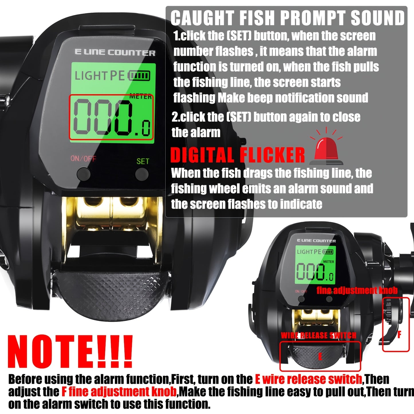 SAMOLLA Digital Display Spoon Fishing Reel Real Time Line Length