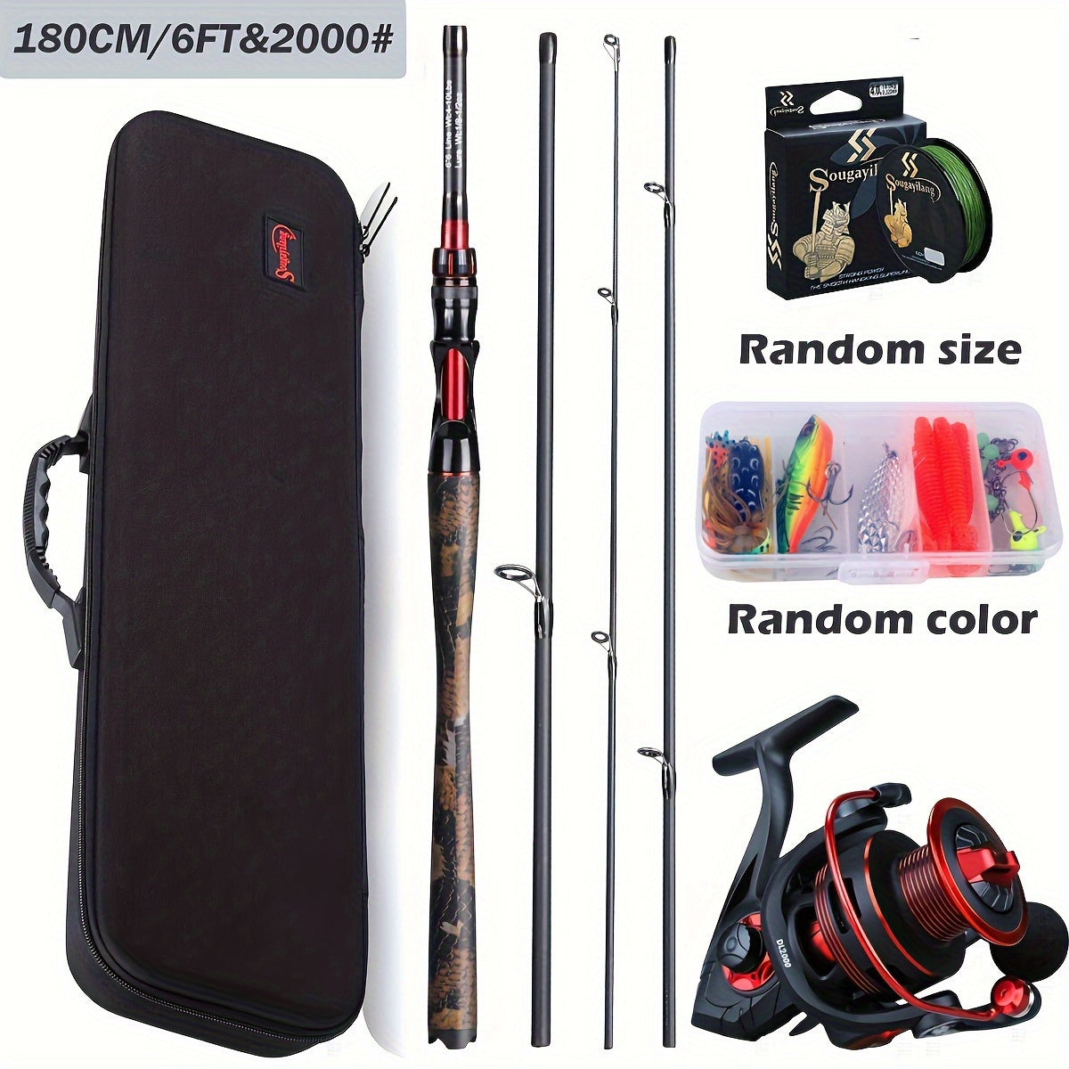 Sougayilang Four-Section Carbon Fiber Rod and Spinning Reel Combo