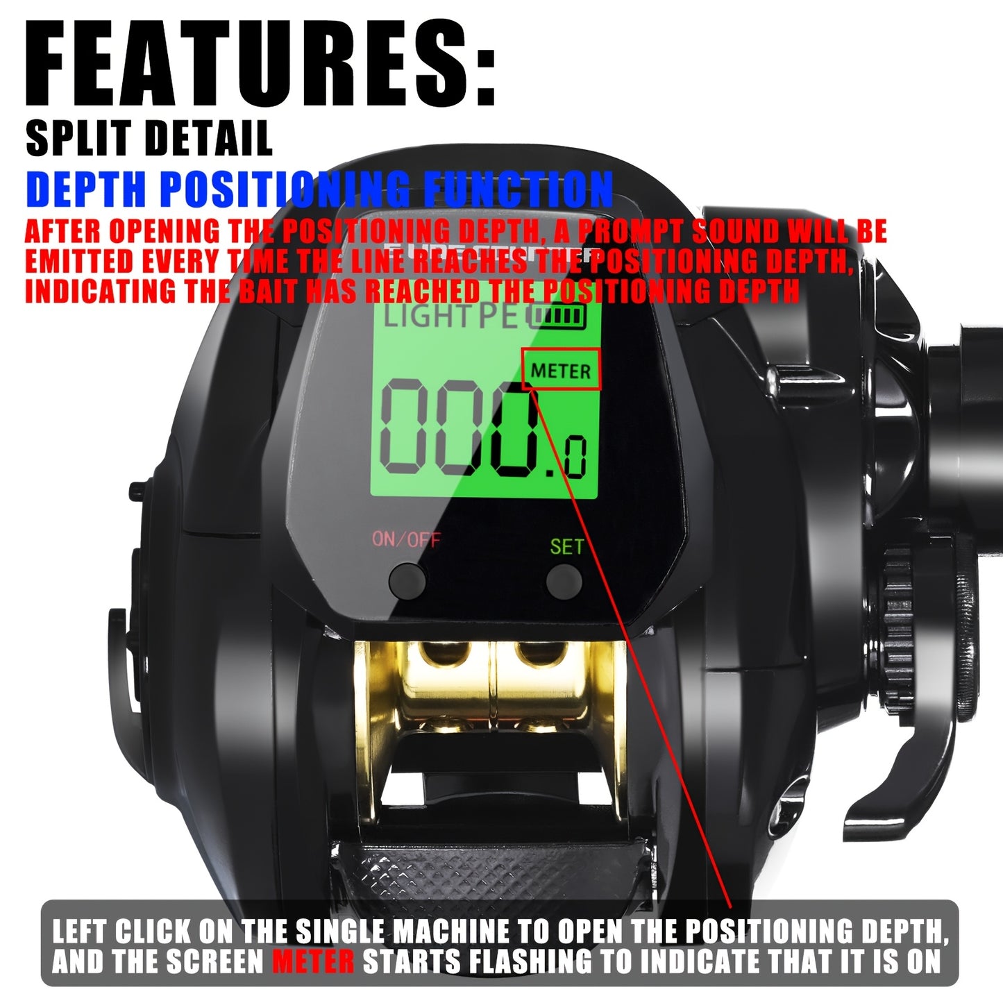 SAMOLLA Digital Display Spoon Fishing Reel Real Time Line Length